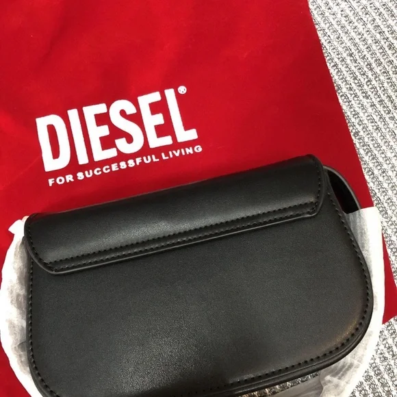 Diesel Black Crossbody Bag with Silver Accents